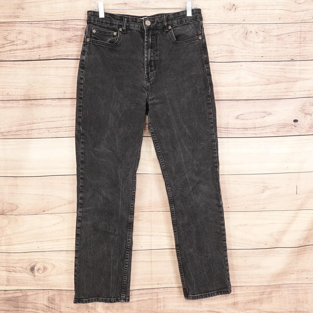 Zara High Rise Mom Jeans Womens 10 Gray Charcoal Wash Stretch 30x27 Denim